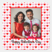 Benutzerdefiniertes Foto für rosa und rotes Valent Quadratischer Aufkleber (Vorderseite)