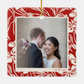 Benutzerdefiniertes Foto für rotes Blumenmuster Keramikornament (Rückseite)