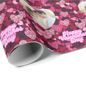 Benutzerdefiniertes Foto für Ruby & Pink-Herzen Geschenkpapier (Rolleneckpunkt)