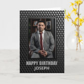 Benutzerdefiniertes Foto für Schwarzes geometrisch Karte (Gelbe Blume)