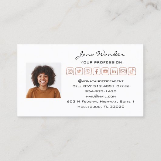 Benutzerdefiniertes Foto für Social Media-Logo QRC Visitenkarte (Rückseite)