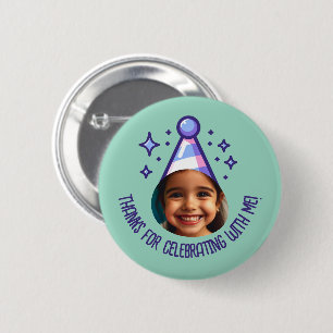 Benutzerdefiniertes Foto Geburtstag Dank Party Hat Button