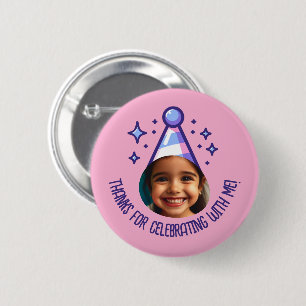 Benutzerdefiniertes Foto Geburtstag Dank Party Hat Button
