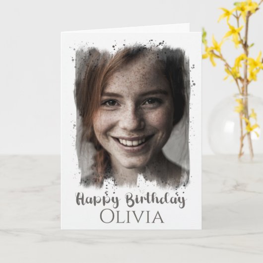 Benutzerdefiniertes Foto, Geburtstag Karte (Gelbe Blume)