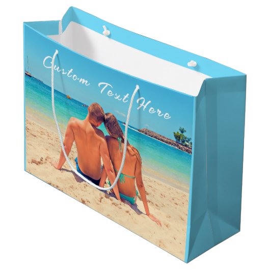 Benutzerdefiniertes Foto Geschenktasche Ihr romant Große Geschenktüte (Vorderseite Schrägansicht)