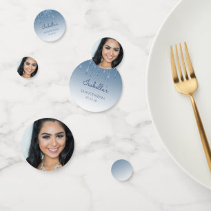 Benutzerdefiniertes Foto Glam Blau Glitter-Tropfen Konfetti