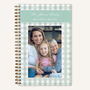 Benutzerdefiniertes Foto Grün Kariert Familienreze Notizblock