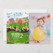 Benutzerdefiniertes Foto, Grüner Traktor, Geburtst Einladung (Vorderseite)