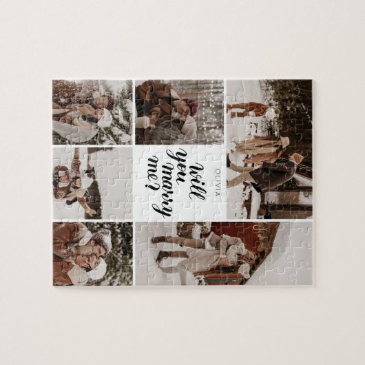 Benutzerdefiniertes Foto heiraten Sie mir Collage Puzzle (Horizontal)