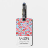 Benutzerdefiniertes Foto Hellrosa Flamingos auf bl Gepäckanhänger (Rückseite vertikal)