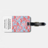 Benutzerdefiniertes Foto Hellrosa Flamingos auf bl Gepäckanhänger (Rückseite horizontal)