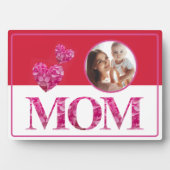 Benutzerdefiniertes Foto, Herz-MAMA Rosa Blumensch Fotoplatte (Vorderseite)