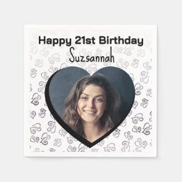 Benutzerdefiniertes Foto Herzkunst Geburtstagspart Serviette