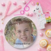 Benutzerdefiniertes Foto Hochladen 🎈 Monogramm Pappteller (Party)