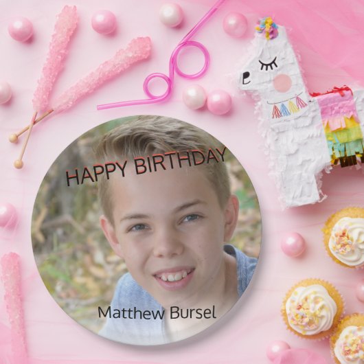 Benutzerdefiniertes Foto Hochladen 🎈 Monogramm Pappteller (Party)