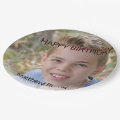 Benutzerdefiniertes Foto Hochladen 🎈 Monogramm Pappteller (Schrägansicht)