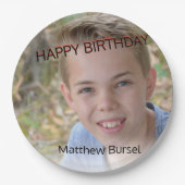 Benutzerdefiniertes Foto Hochladen 🎈 Monogramm Pappteller (Vorderseite)