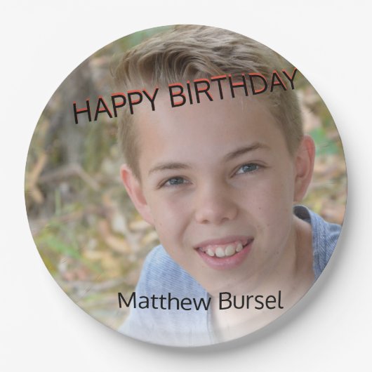 Benutzerdefiniertes Foto Hochladen 🎈 Monogramm Pappteller (Vorderseite)