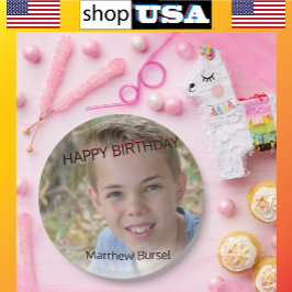 Benutzerdefiniertes Foto Hochladen 🎈 Monogramm Pappteller