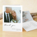 Benutzerdefiniertes Foto Hochzeit Danke Kartenvorl<br><div class="desc">Diese einfache, stilvolle moderne Hochzeit danke Ihnen Karte Vorlage zeigt 'danke' in schwarz in einem entspannten, modernen Skript in allen Kleinbuchstaben. Dieser 'danke' Teil des Designs ist ein Bild und kann nicht bearbeitet werden. Aber Sie können die Farbe, den Schriftart oder die Größe eines anderen Textes ändern, um Ihren Stil...</div>