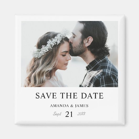 Benutzerdefiniertes Foto Hochzeit speichern Sie da Magnet (Vorne)
