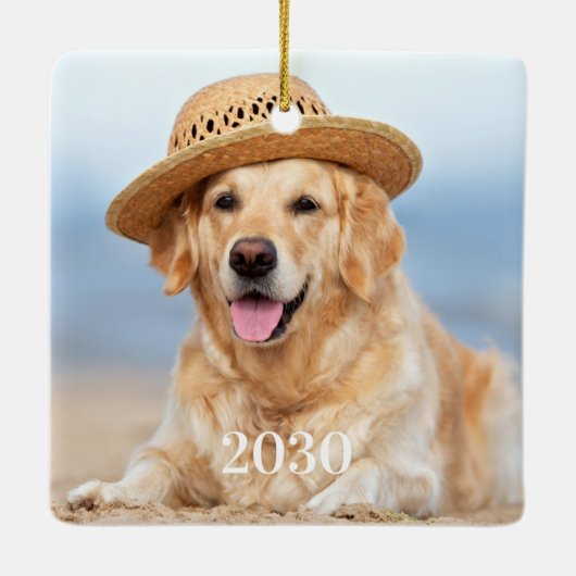 Benutzerdefiniertes Foto Hund über Keepake Platz Keramikornament (Rückseite)