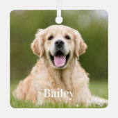 Benutzerdefiniertes Foto Hund über Keepake Platz Ornament Aus Metall (Vorderseite)