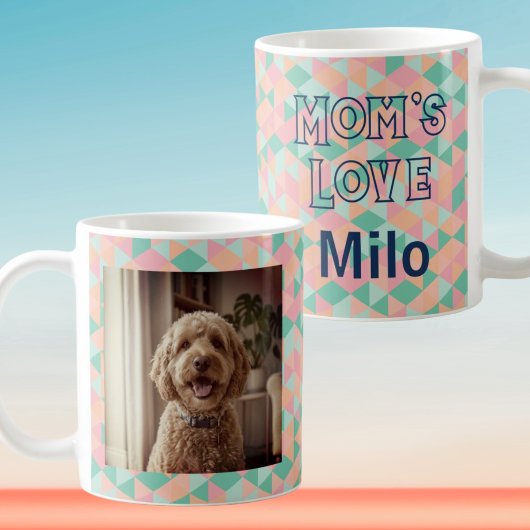 Benutzerdefiniertes Foto Hundemutter Pastell Geome Kaffeetasse