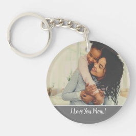 Benutzerdefiniertes Foto I Liebe Mama Grau Schlüsselanhänger