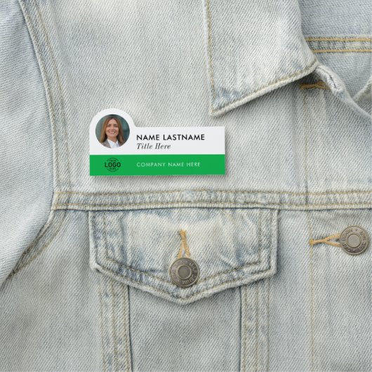 Benutzerdefiniertes Foto-ID-Logo Modern in Grün Namensschild (Beispiel)
