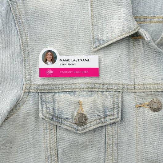 Benutzerdefiniertes Foto-ID-Logo Modern Magenta Pi Namensschild (Beispiel)