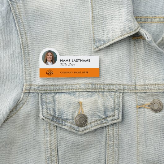 Benutzerdefiniertes Foto-ID-Logo Modern Orange Sim Namensschild (Beispiel)