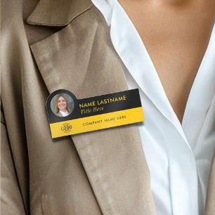 Benutzerdefiniertes Foto-ID-Logo Moderner Gelber S Namensschild
