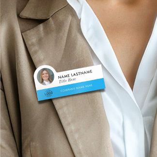 Benutzerdefiniertes Foto-ID-Logo ModernSky Blue Si Namensschild