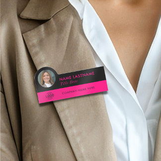 Benutzerdefiniertes Foto-ID-Logo Stilvoll Schwarz- Namensschild