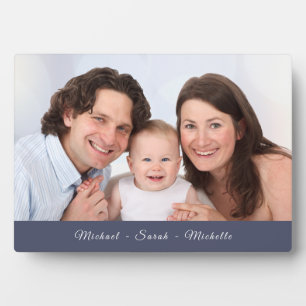 Benutzerdefiniertes Foto Ihr Name blau Fotoplatte