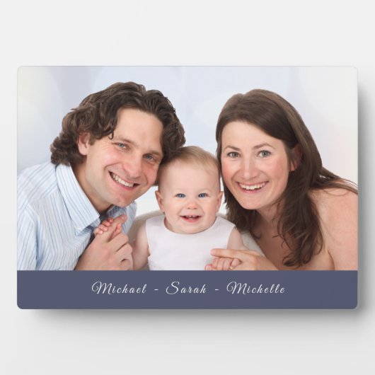 Benutzerdefiniertes Foto Ihr Name blau Fotoplatte (Vorderseite)