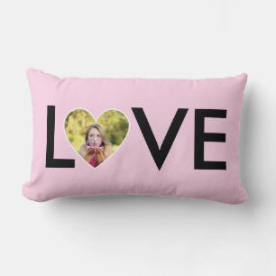 Benutzerdefiniertes Foto in Baby-Rosa-Herzrahmen Lendenkissen