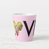 Benutzerdefiniertes Foto in Baby-Rosa-Herzrahmen Milchtasse (Vorderseite)