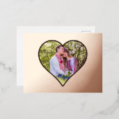 Benutzerdefiniertes Foto in einem Herz-Rahmen-Real Folie Einladungspostkarte (Vorderseite/Rückseite)