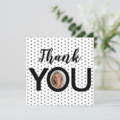 Benutzerdefiniertes Foto in Ihren Schwarz-Weiß-Pun Dankeskarte (Stehend Vorderseite)