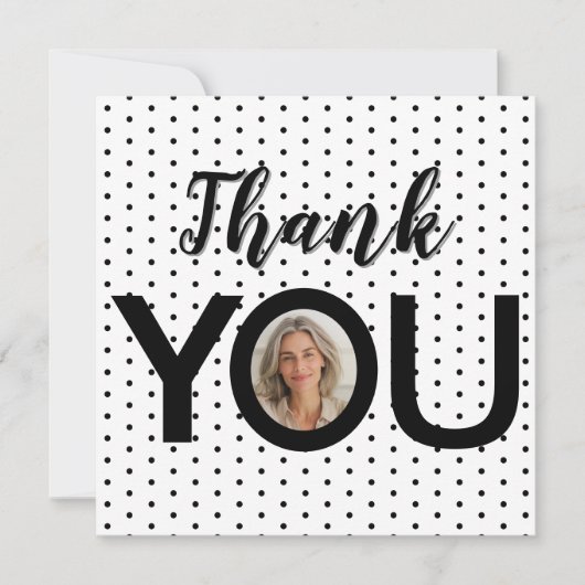 Benutzerdefiniertes Foto in Ihren Schwarz-Weiß-Pun Dankeskarte (Vorderseite)