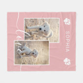 Benutzerdefiniertes Foto in Rosa mit Name und Lieb Fleecedecke (Vorderseite (Horizontal))