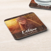 Benutzerdefiniertes Foto in rustikal dunkelbrauner Getränkeuntersetzer (Linke Seite)