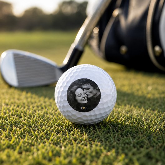 Benutzerdefiniertes Foto-Initialen-Herz-Monogramm- Golfball