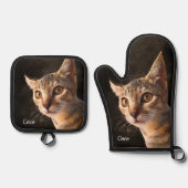 Benutzerdefiniertes Foto Katze oder Hund mit Namen Ofenhandschuh & Topflappen-Set (Vorderseite)
