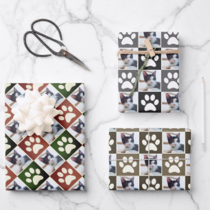 Benutzerdefiniertes Foto Katze und Dog Paw Druckmu Geschenkpapier Set