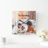 Benutzerdefiniertes Foto-Keepake Retrostreifen omb Quadratische Wanduhr (Zuhause)