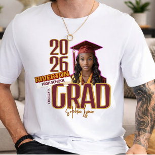 Benutzerdefiniertes Foto Klasse 2027 Abschlussande T-Shirt