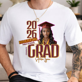 Benutzerdefiniertes Foto Klasse 2027 Abschlussande T-Shirt